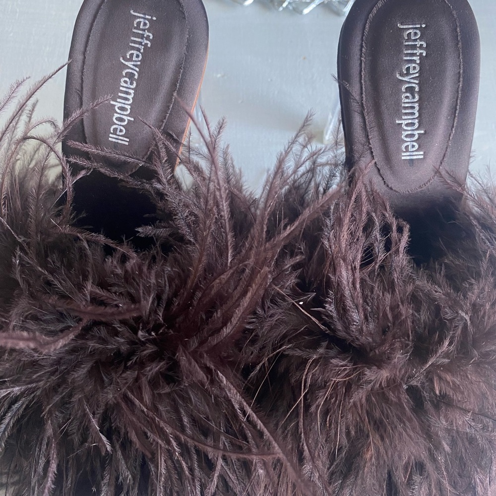New BHLDN x Jeffrey Campbell Daisy Feather  Boa Heels size 7.5 - Picture 8 of 11